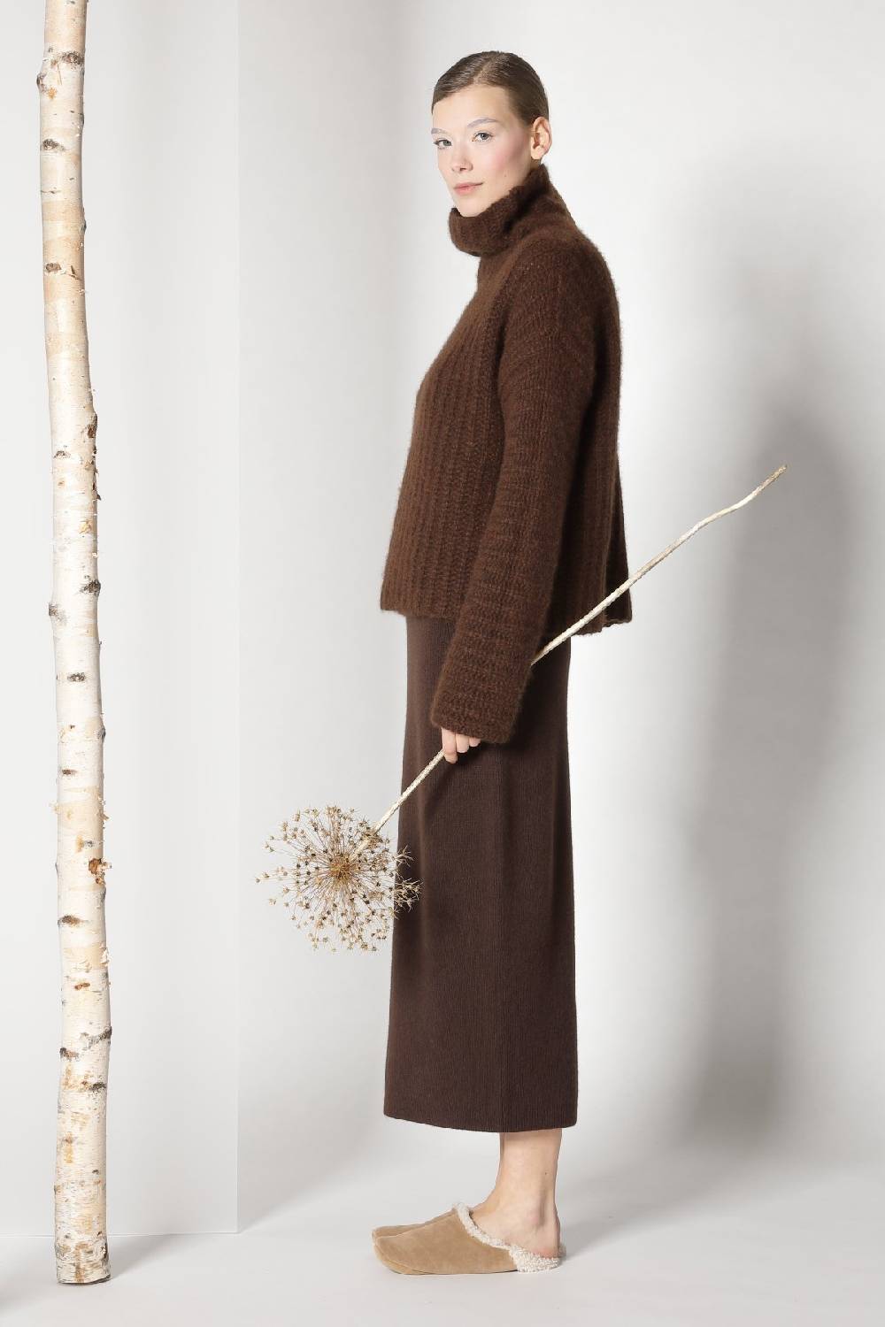 Sminfinity fluffy ribbed turtleneck jumper + pure all needle tulip skirt
