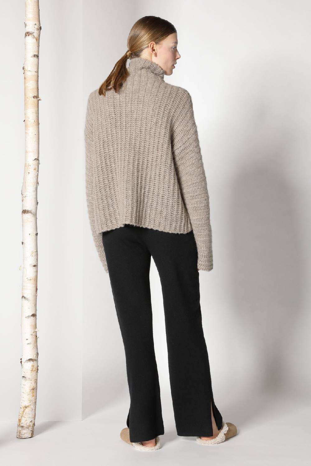 Sminfinity Fluffy Ribbed Turtleneck Jumper + Pure Slitted Pants