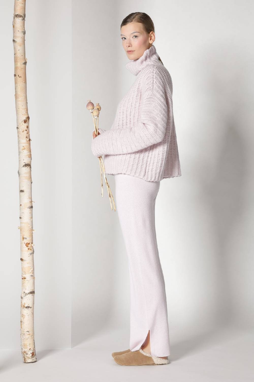 Sminfinity Fluffy Ribbed Turtleneck Jumper + Pure Slitted Pants