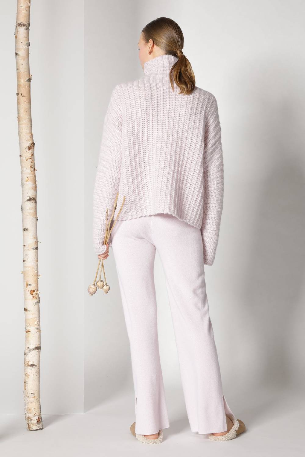 Sminfinity Fluffy Ribbed Turtleneck Jumper + Pure Slitted Pants
