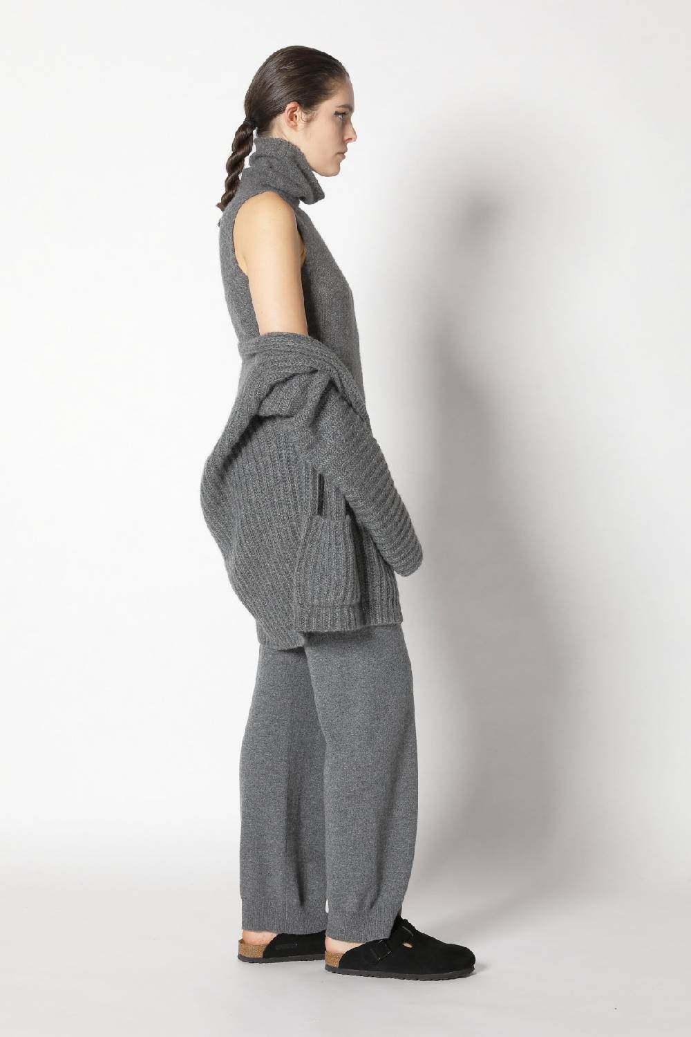 Sminfinity Fluffy Turtle Top + Fluffy Rib Jacket + Infinite Palazzo Pants