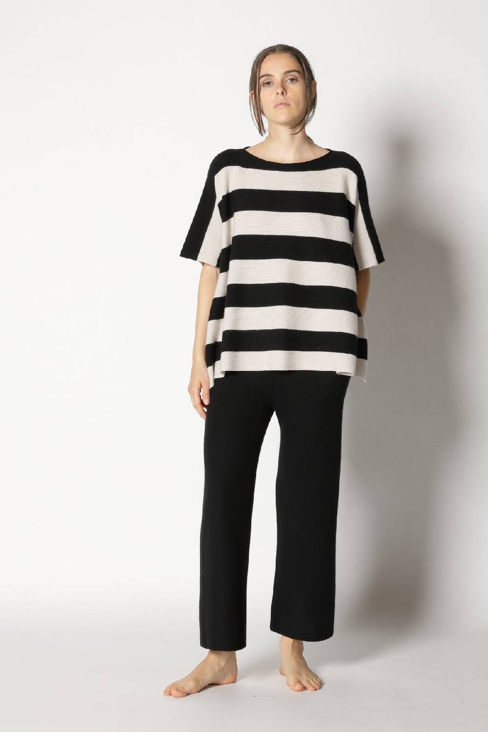 Sminfinity Garter Stripe Cape Top + Garter Cropped Pants