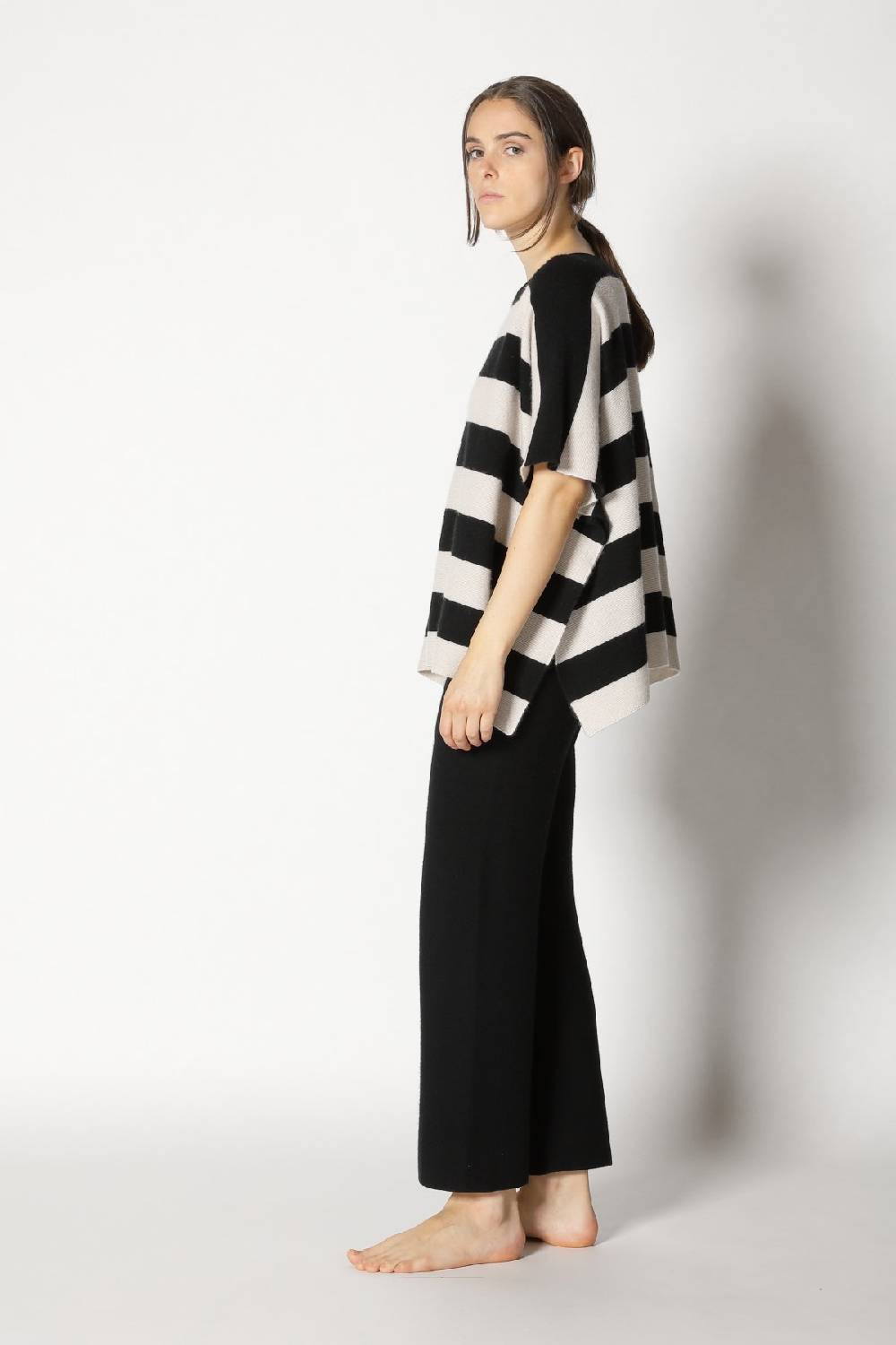 Sminfinity Garter Stripe Cape Top + Garter Cropped Pants