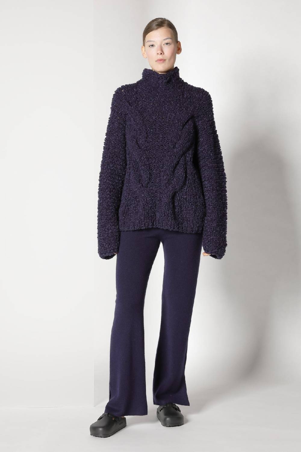 Sminfinity handknitted cable jumper + pure slitted pants