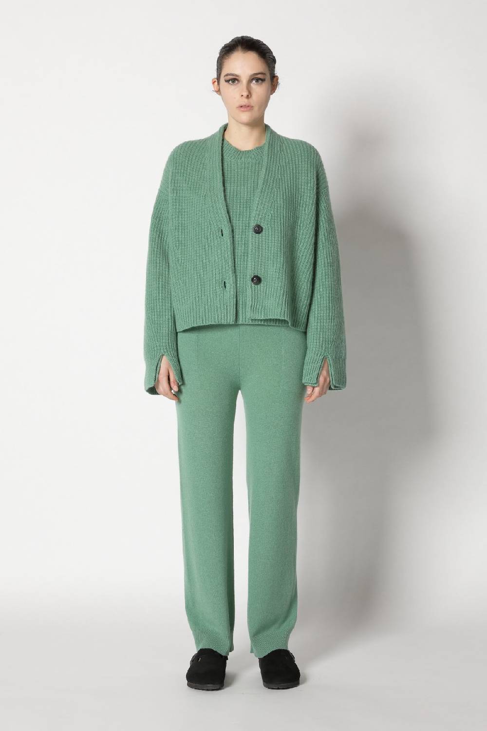 Sminfinity icon rib cardigan + icon rib crewneck + infinite palazzo pants