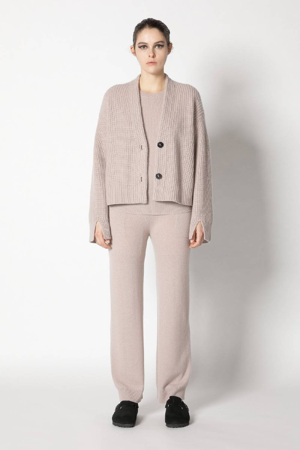 Sminfinity icon rib cardigan + infinite crew T + infinite palazzo pants