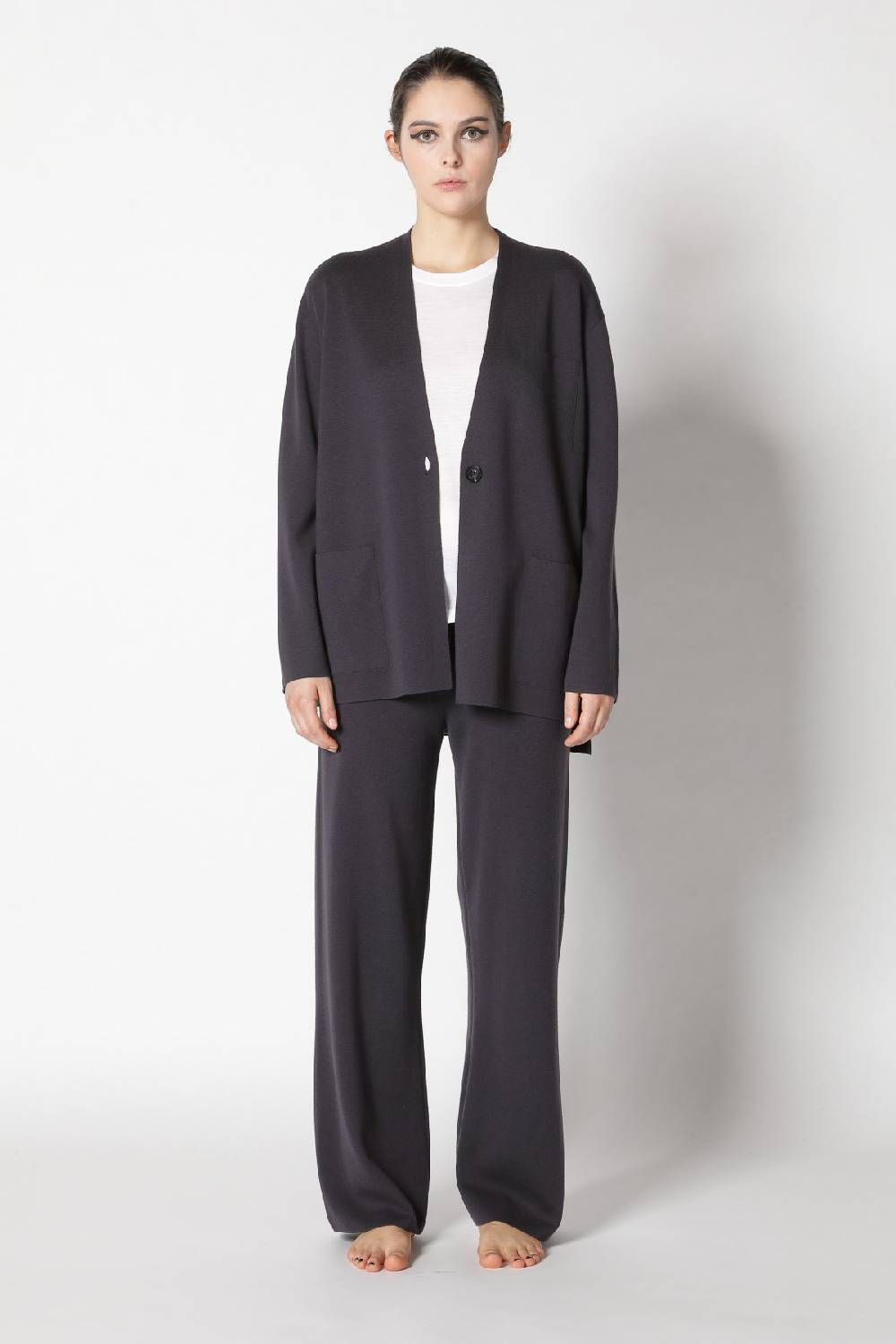 Sminfinity Milano One Button Jacket + Flowing Cape Jumper + Milano Palazzo Pants