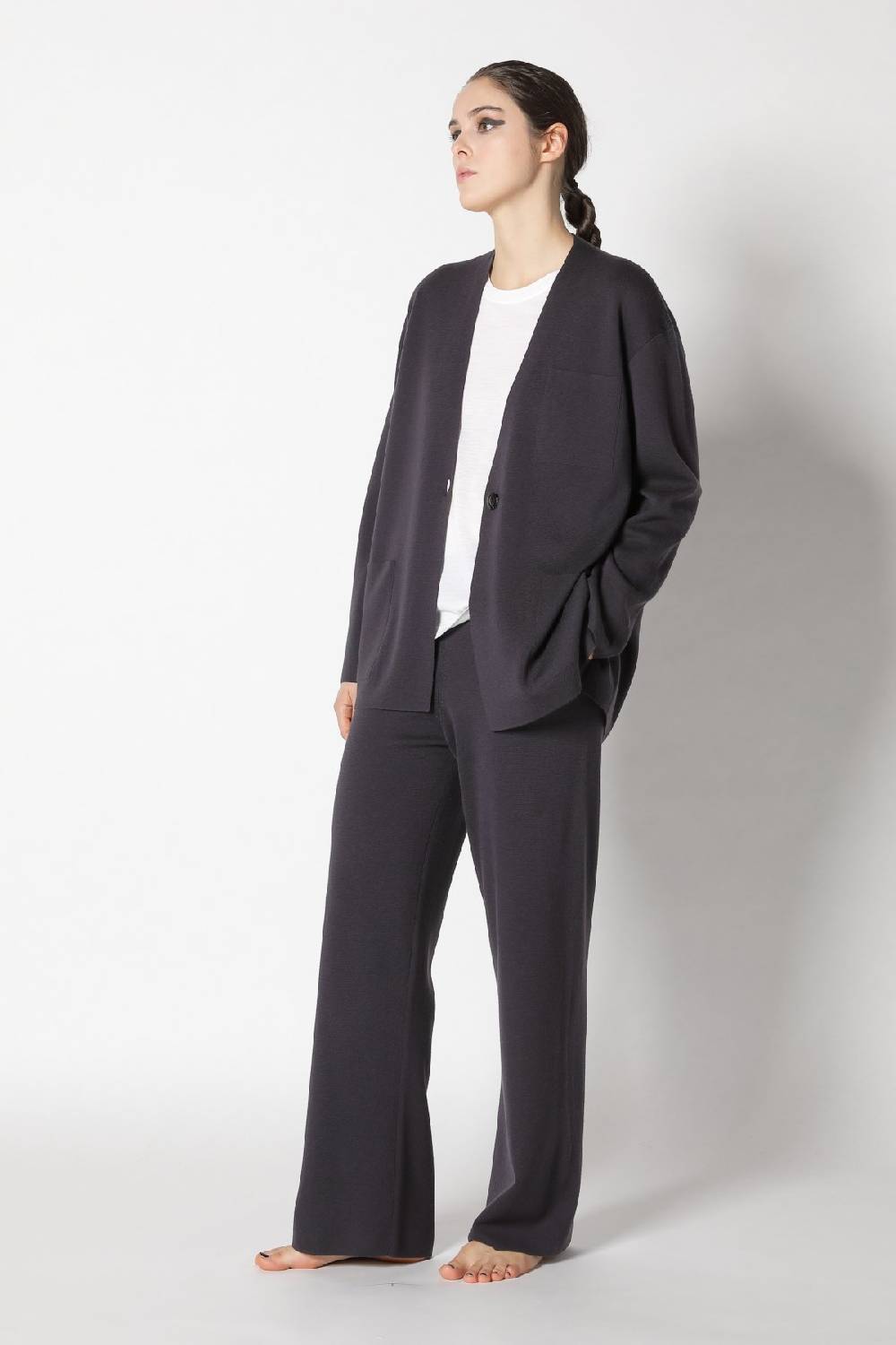 Sminfinity milano one button jacket + flowing cape jumper + milano palazzo pants
