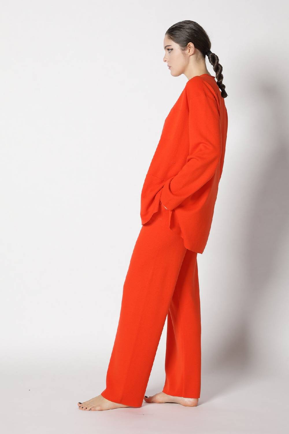 Sminfinity Milano One Button Jacket + Flowing Cape Jumper+ Milano Palazzo Pants