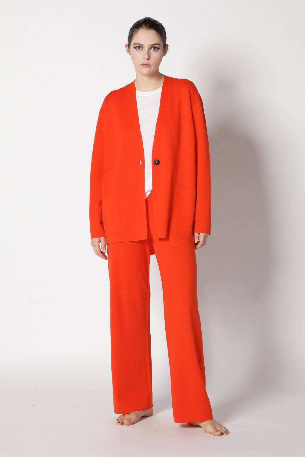 Sminfinity milano one button jacket + flowing cape jumper+ milano palazzo pants