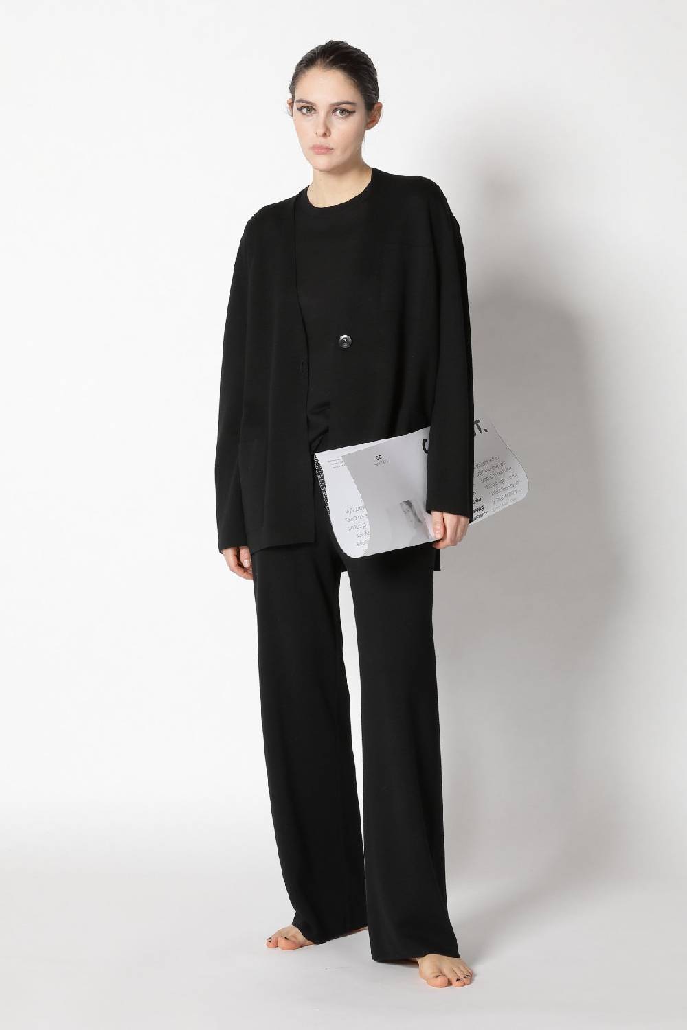 Sminfinity milano one button jacket + flowing cape jumper + milano palazzo pants