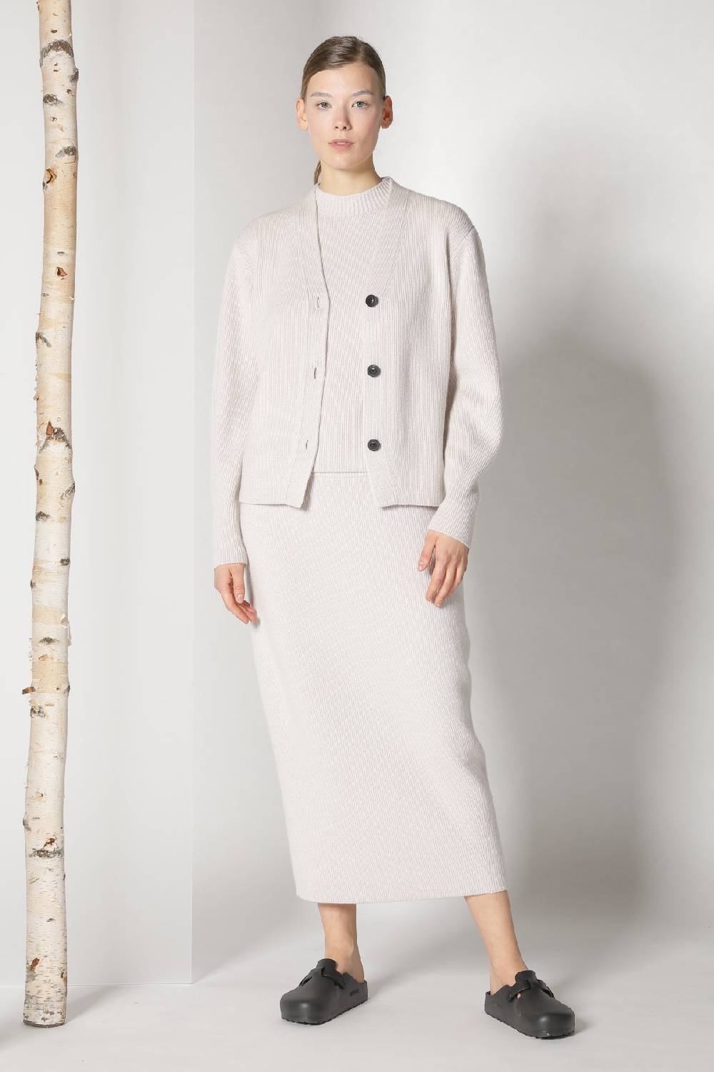 Sminfinity pure all needle cardigan + pure all needle top + pure all needle tulip skirt