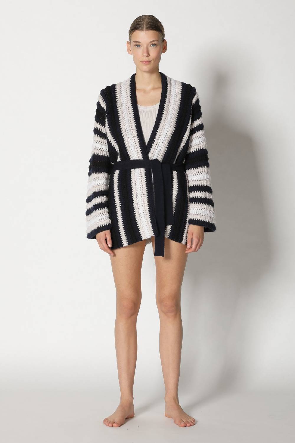Sminfinity Pure Stripe Crochet Jacket + Silky Rib Tank Top