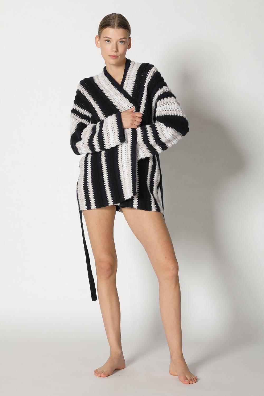 Sminfinity pure stripe crochet jacket + silky rib tank top Sminfinity pure stripe crochet jacket + silky rib tank top