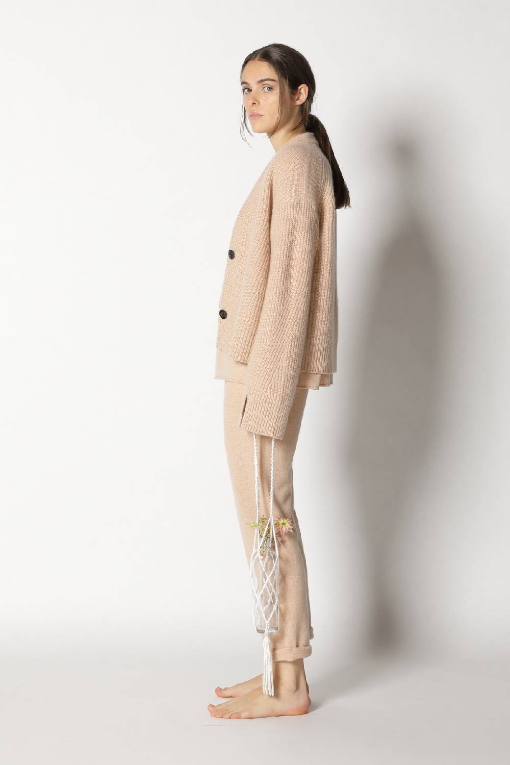 Sminfinity Pure V Neck + Icon Rib Cardigan + Pure Boat Pants