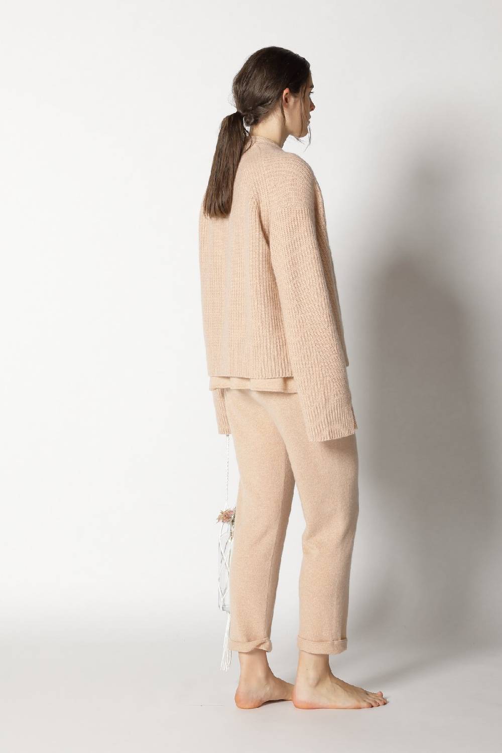 Sminfinity Pure V Neck + Icon Rib Cardigan + Pure Boat Pants