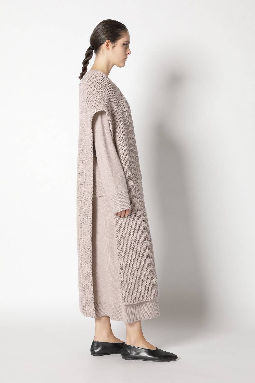 Sminfinity Pure V Neck + Loosely 1x1 Rib Scarf + Pure A Skirt