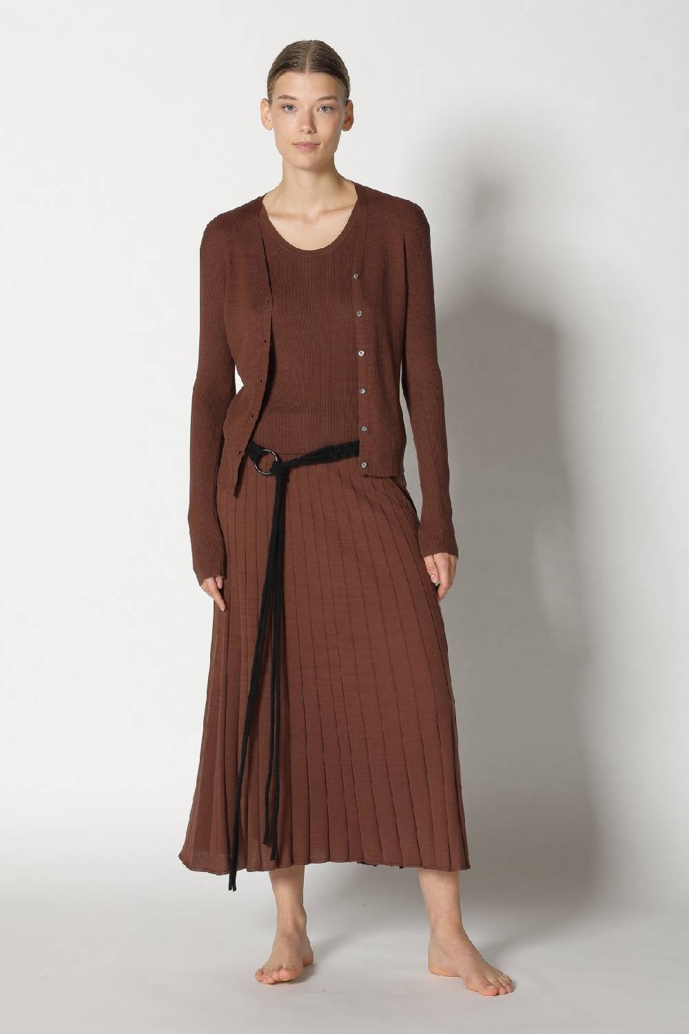 Sminfinity Silky Rib Cardy + Silky Rib Tank Top + Silky Sun Rib Skirt + Hang Loose Ring Belt