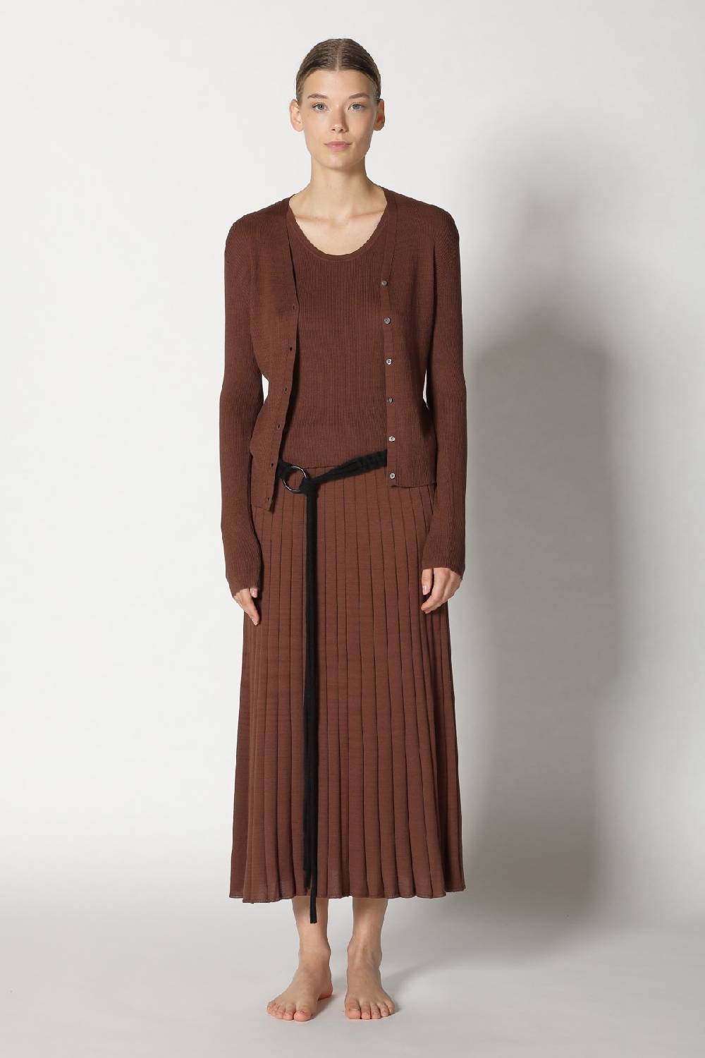 Sminfinity Silky Rib Cardy + Silky Rib Tank Top + Silky Sun Rib Skirt + Hang Loose Ring Belt