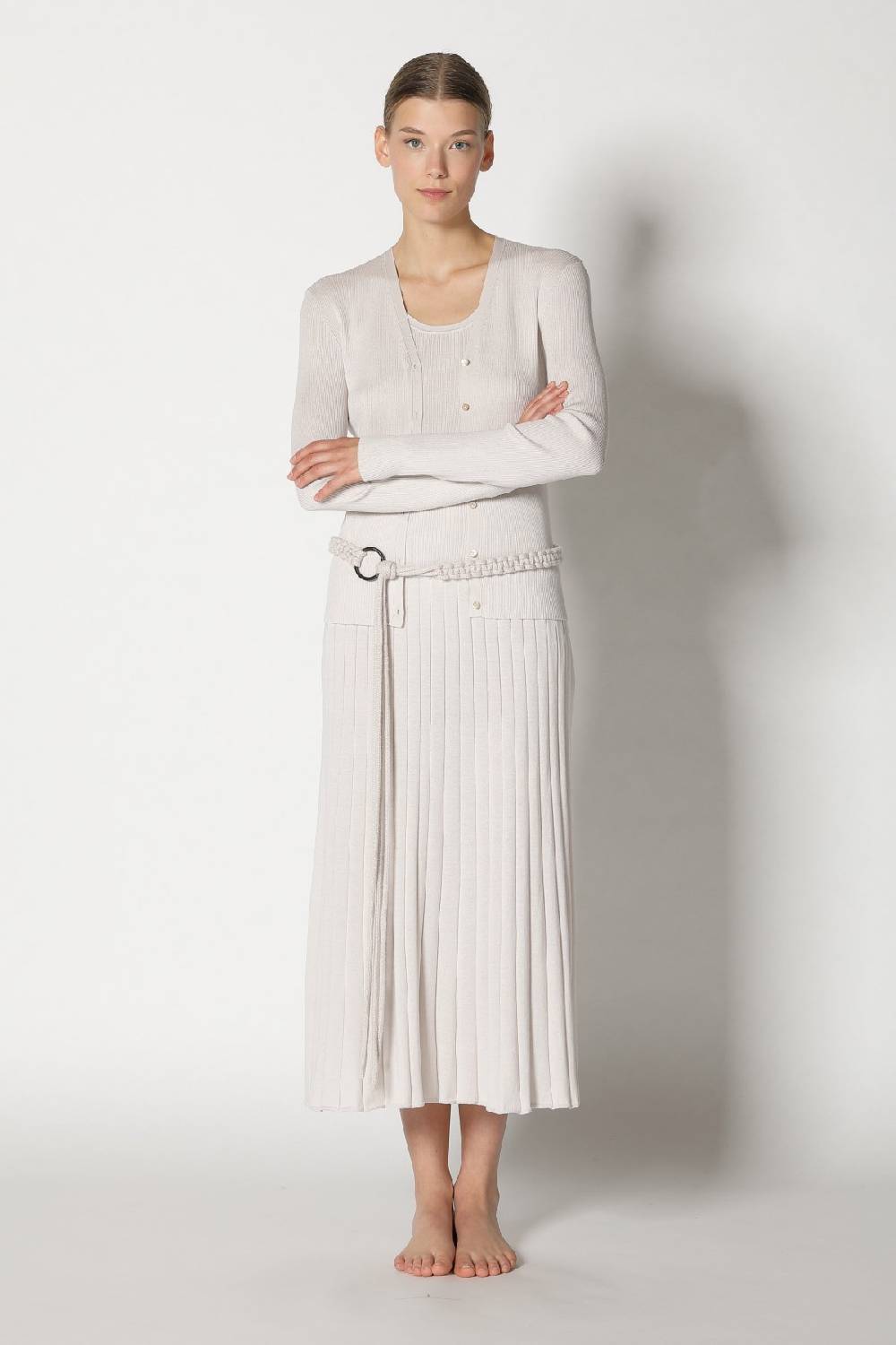 Sminfinity Silky Rib Cardy + Silky Rib Tank Top + Silky Sun Rib Skirt + Hang Loose Ring Belt