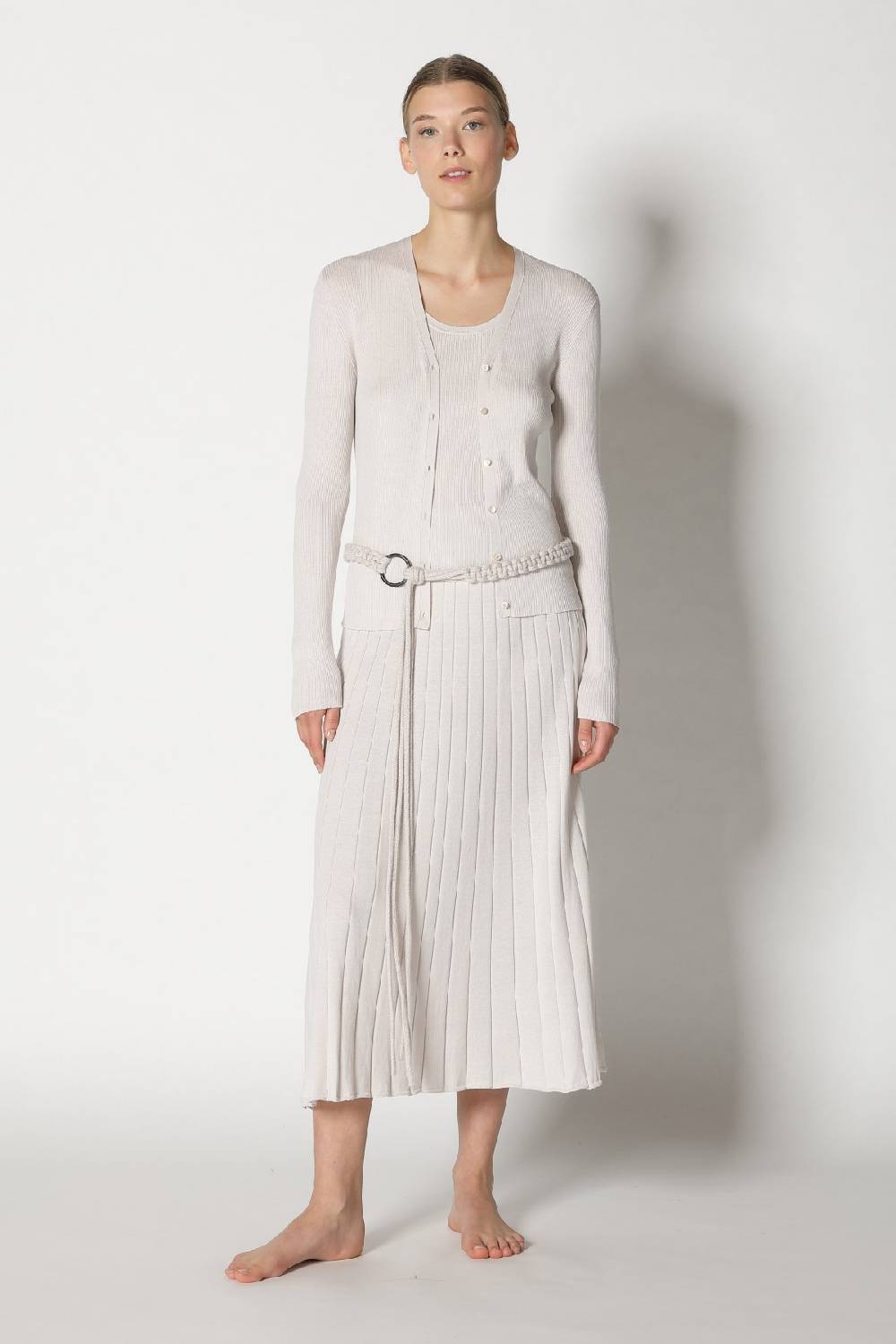 Sminfinity Silky Rib Cardy + Silky Rib Tank Top + Silky Sun Rib Skirt + Hang Loose Ring Belt