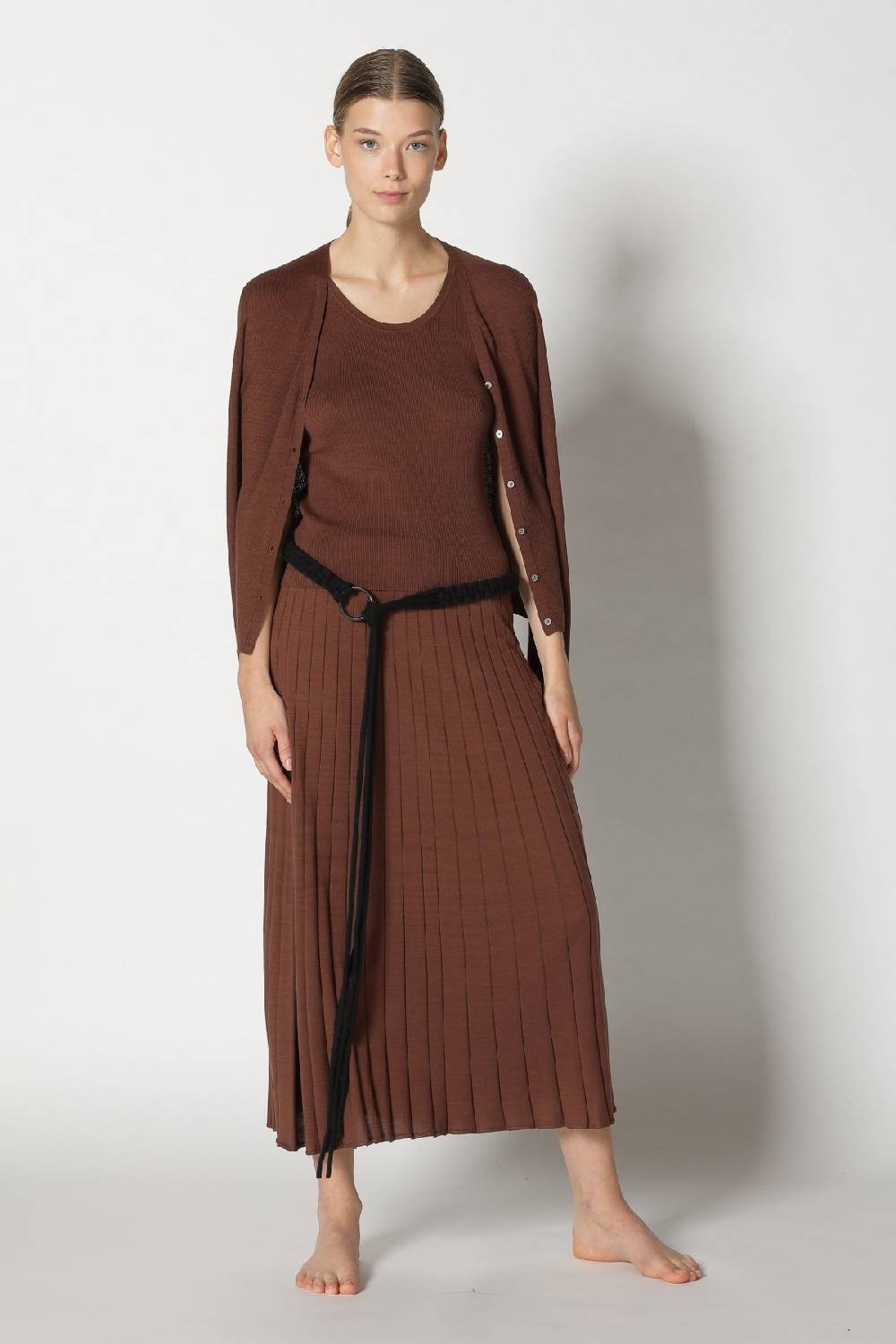 Sminfinity silky rib cardy + silky rib tank top + silky sun rib skirt + hang loose ring belt