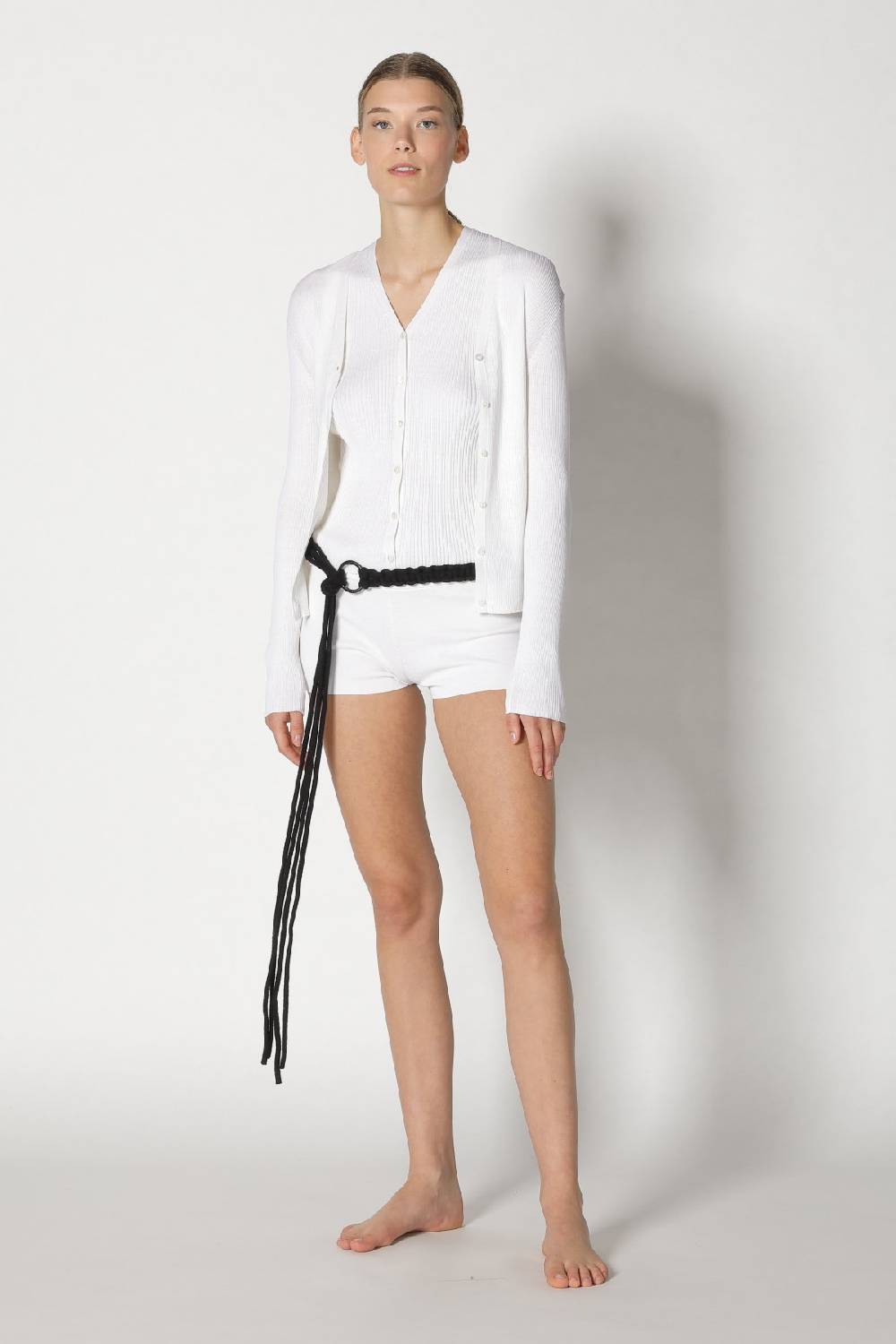 Sminfinity silky rib cardy + silky rib vest + hang loose ring belt Sminfinity silky rib cardy + silky rib vest + hang loose ring belt