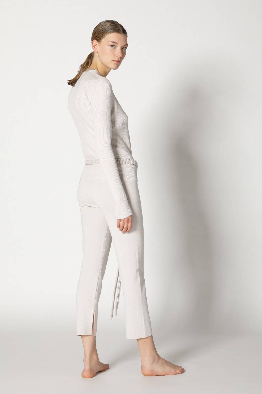 Sminfinity Silky Rib Cardy + Silky Rib Vest + Silky Cropped Pants + Hang Loose Ring Belt