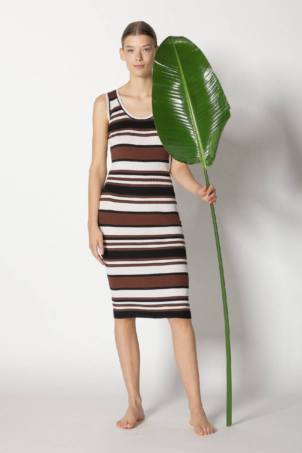 Sminfinity silky rib stripe tank dress + silky rib cardy Sminfinity silky rib stripe tank dress + silky rib cardy