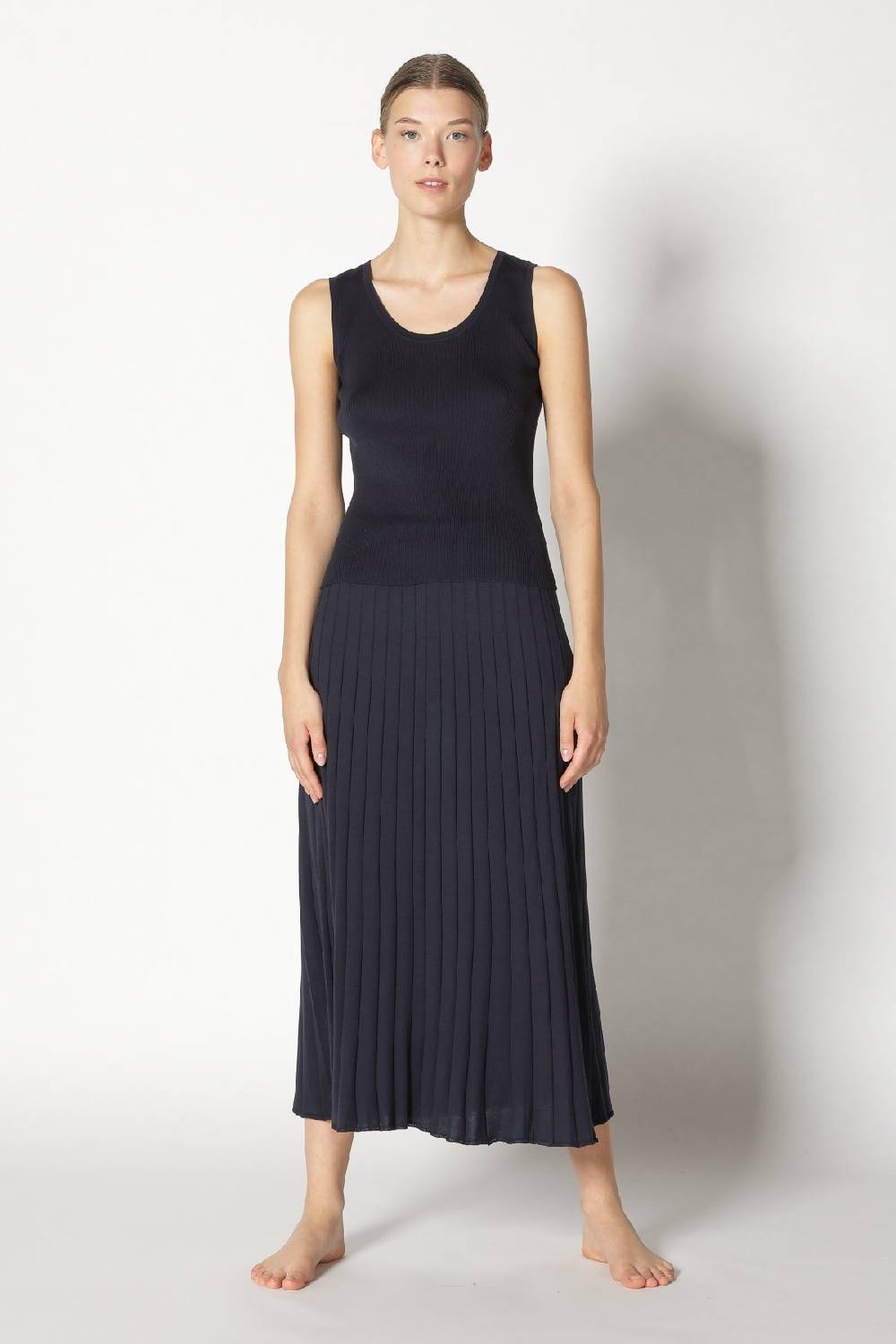 Sminfinity Silky Rib Tank Top + Silky Sun Rib Skirt + Hang Loose Ring Belt Handmade Makrame