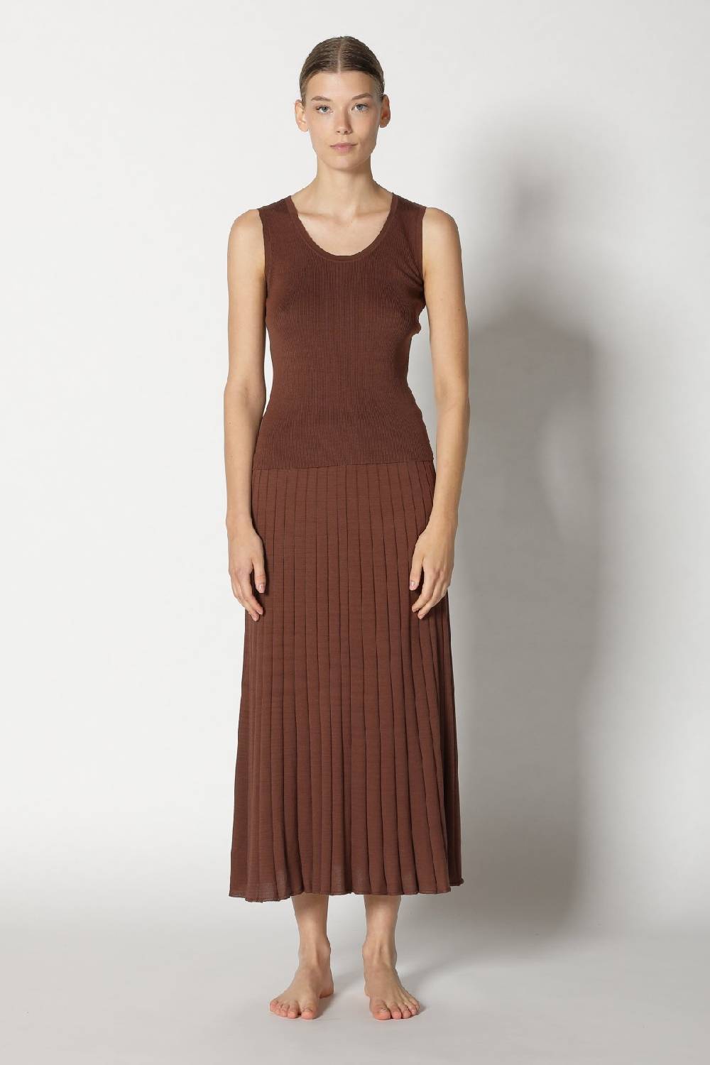 Sminfinity Silky Rib Tank Top + Silky Sun Rib Skirt + Hang Loose Ring Belt Handmade Makrame