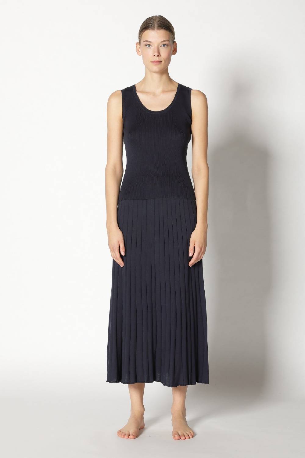 Sminfinity silky rib tank top + silky sun rib skirt + hang loose ring belt handmade makrame