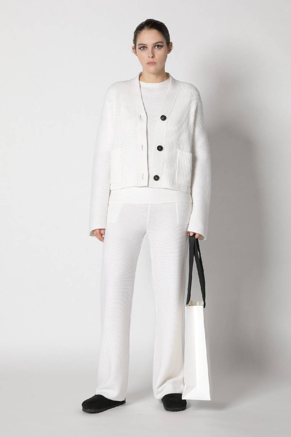 Sminfinity Slouchy Rib Cardigan + Garter T Jumper + Garter Palazzo Pants