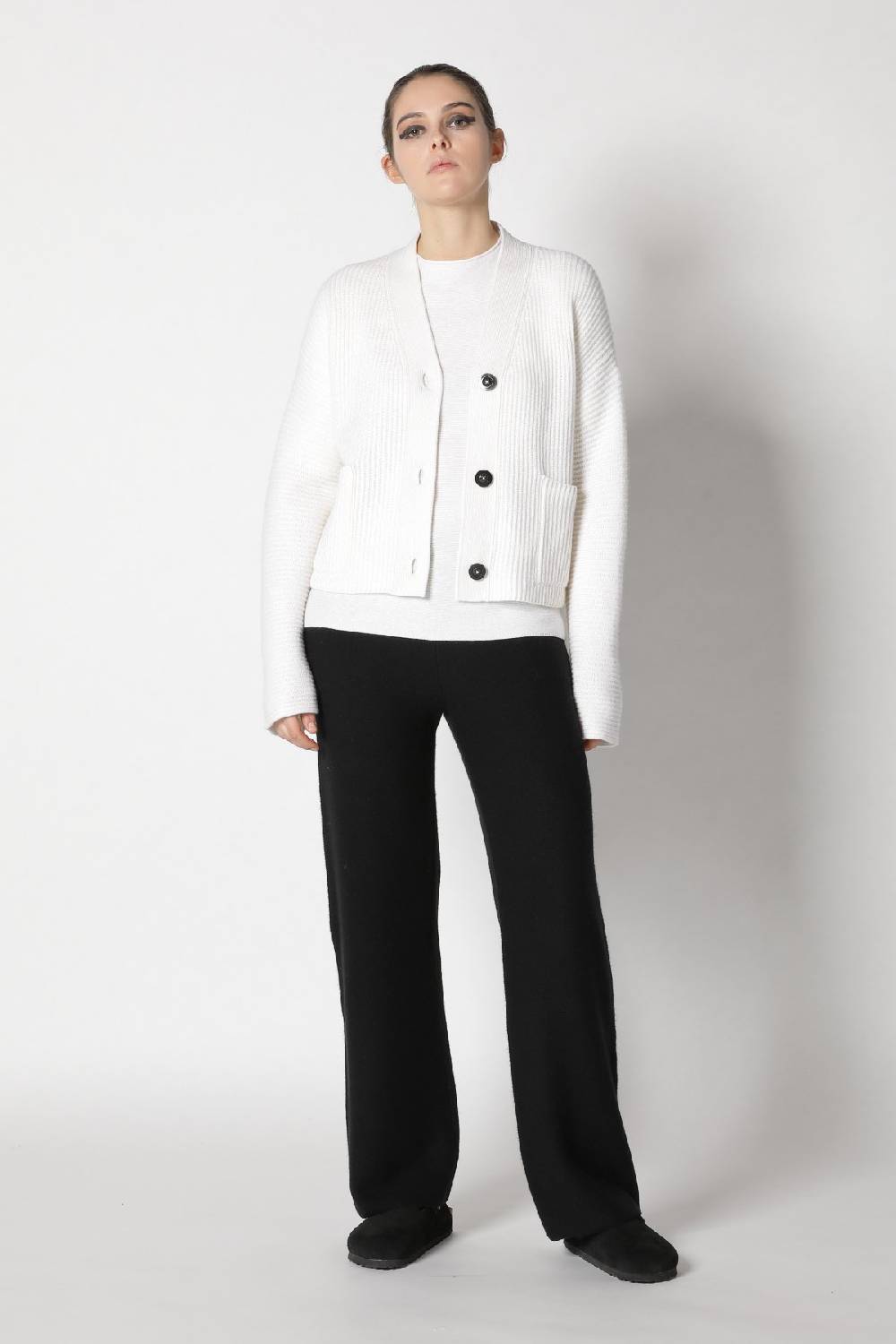 Sminfinity slouchy rib cardigan + garter T jumper + garter palazzo pants