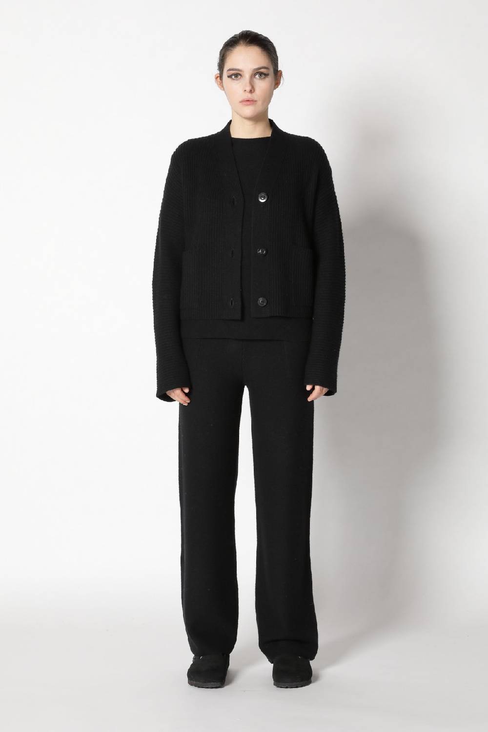 Sminfinity Slouchy Rib Cardigan + Garter T Jumper + Garter Palazzo Pants