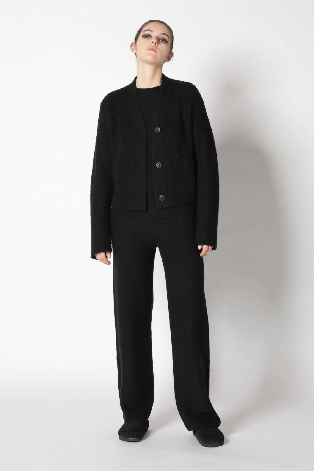 Sminfinity slouchy rib cardigan + garter T jumper + garter palazzo pants