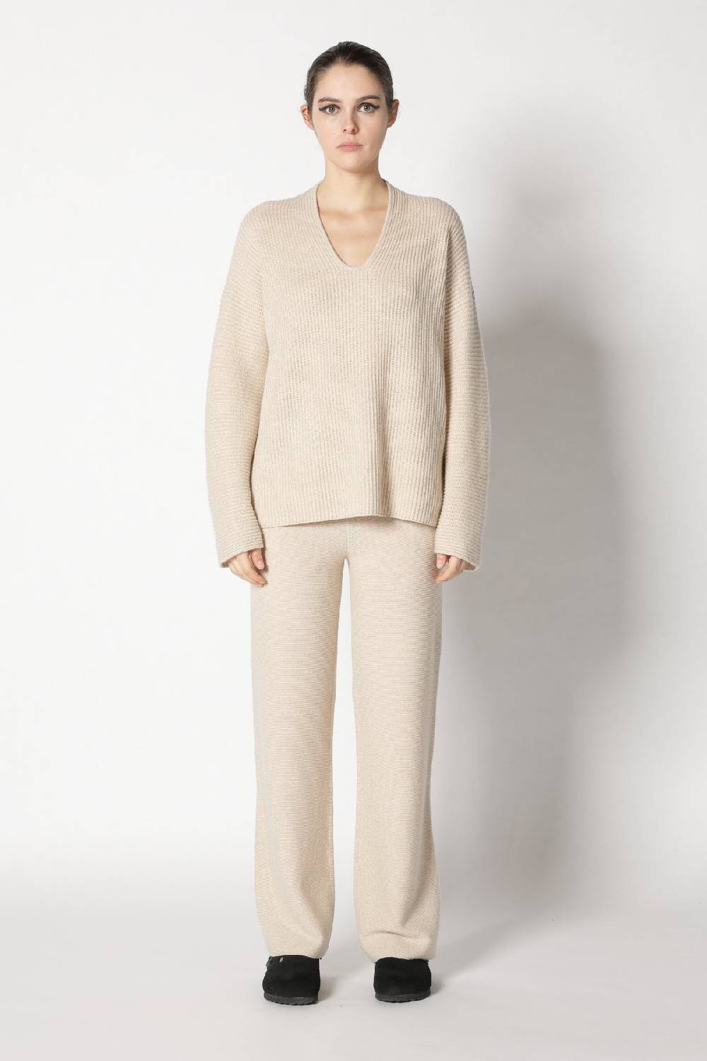 Sminfinity Slouchy Rib Jumper + Garter Triangle + Garter Palazzo Pants