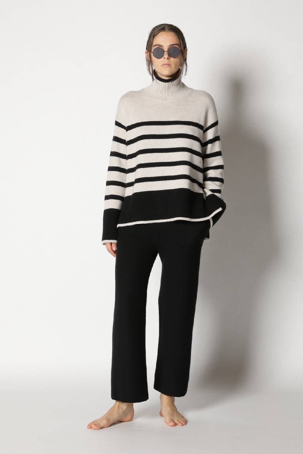 Sminfinity Slouchy Striped Turtle + Gater Cropped Pants