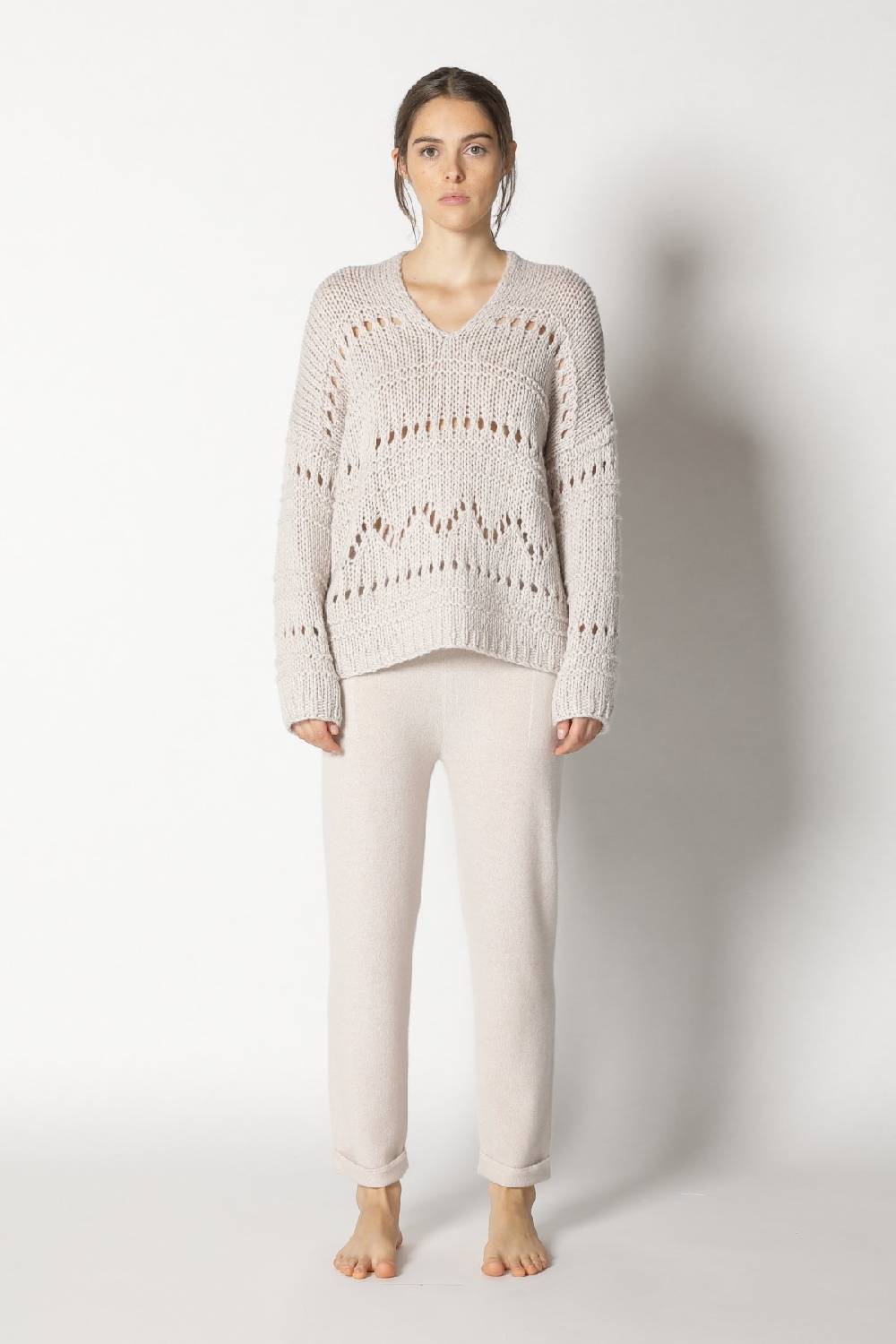 Sminfinity Airy Ajour V Neck + Pure Boat Pants