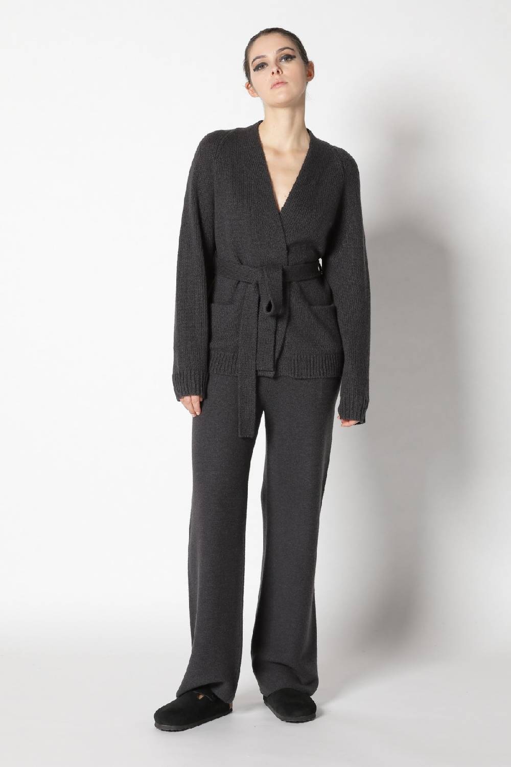 Sminfinity airy belted jacket + garter palazzo pants Sminfinity airy belted jacket + garter palazzo pants