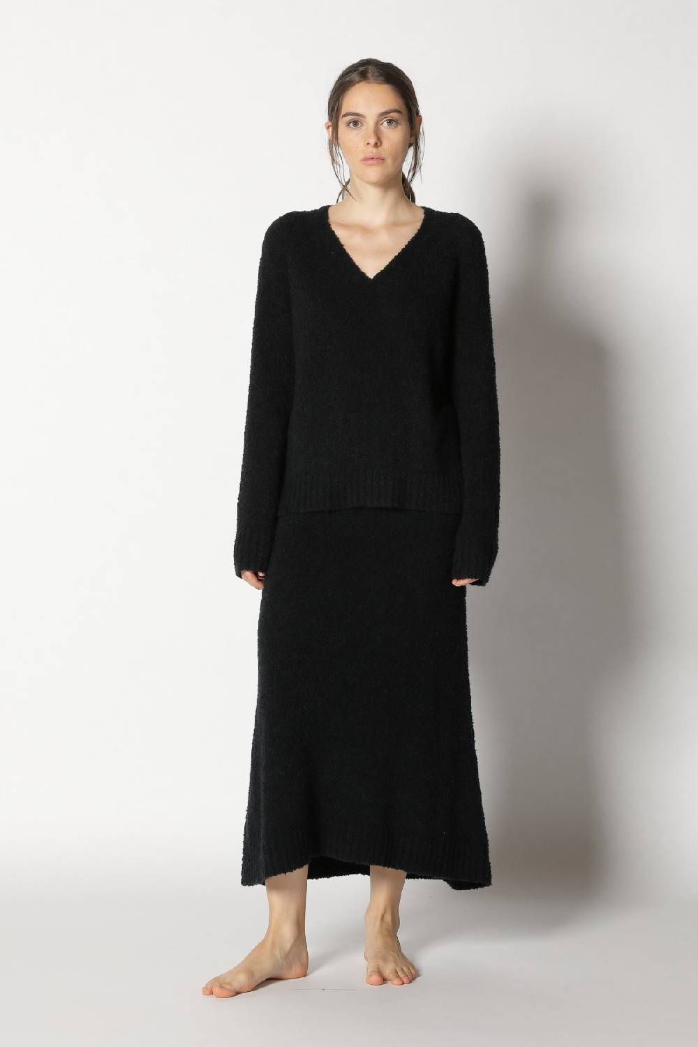 Sminfinity bouclé V neck + bouclé A skirt