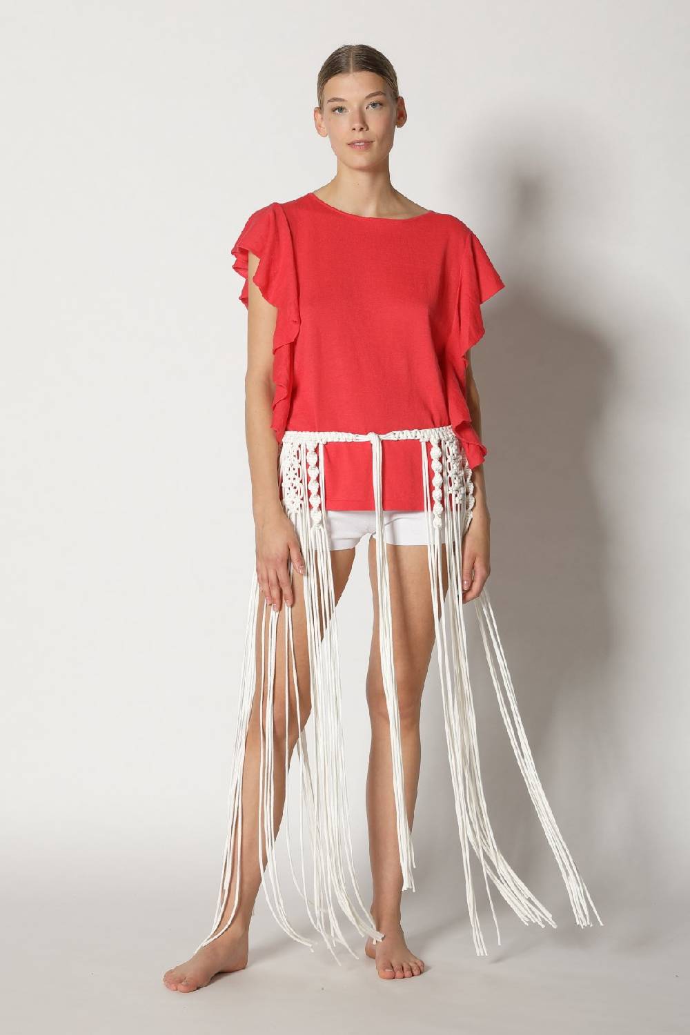 Sminfinity cool ruffle top + hang loose knot belt