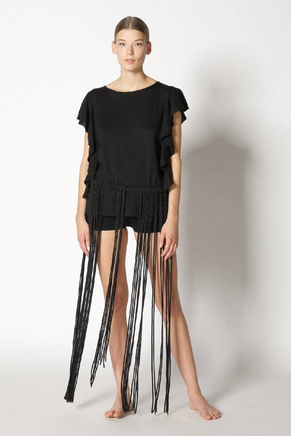 Sminfinity cool ruffle top + hang loose knot belt