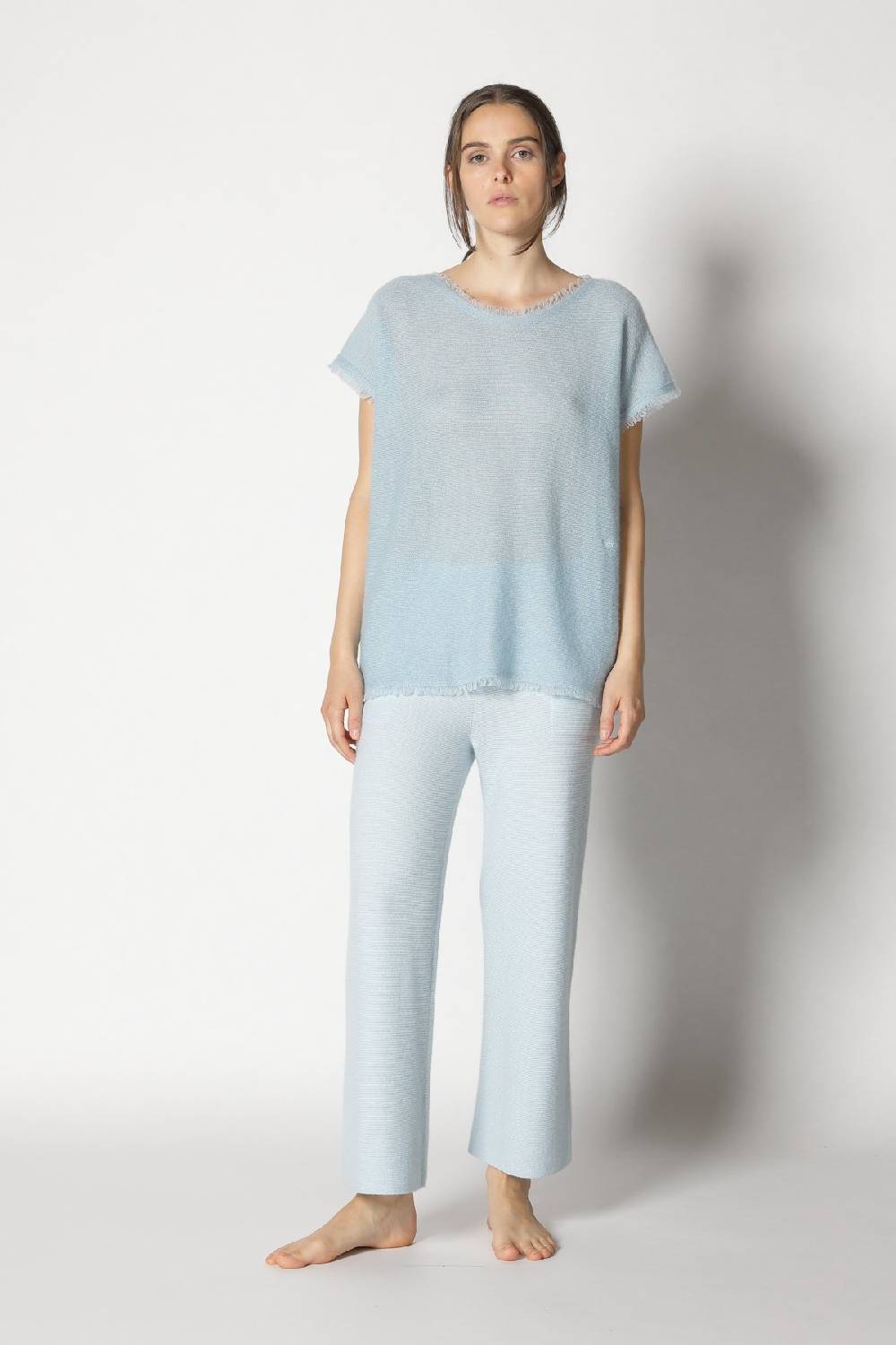 Sminfinity Fluffy Fringe Top + Garter Cropped Pants