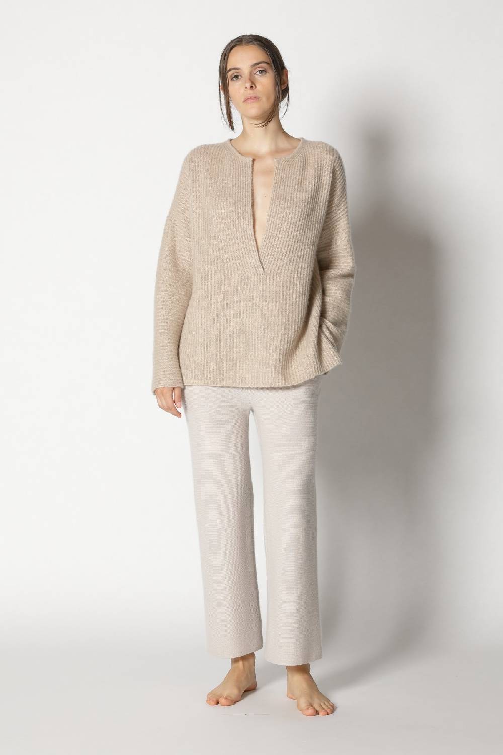 Sminfinity Fluffy Rib Jumper + Garter Cropped Pants