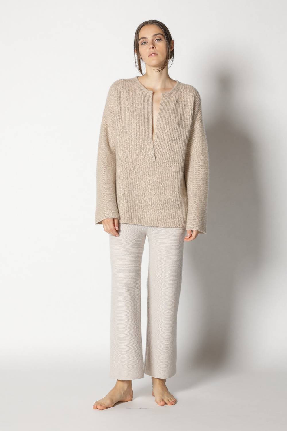 Sminfinity fluffy rib jumper + garter cropped pants