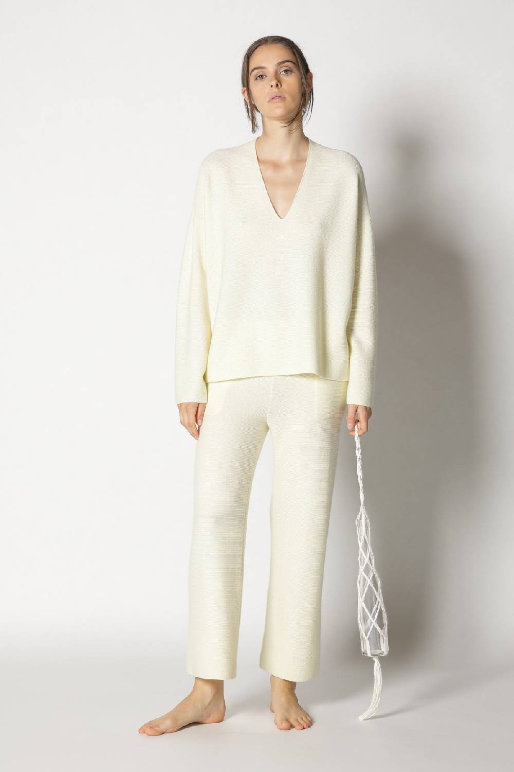 Sminfinity garter V neck + garter cropped pants