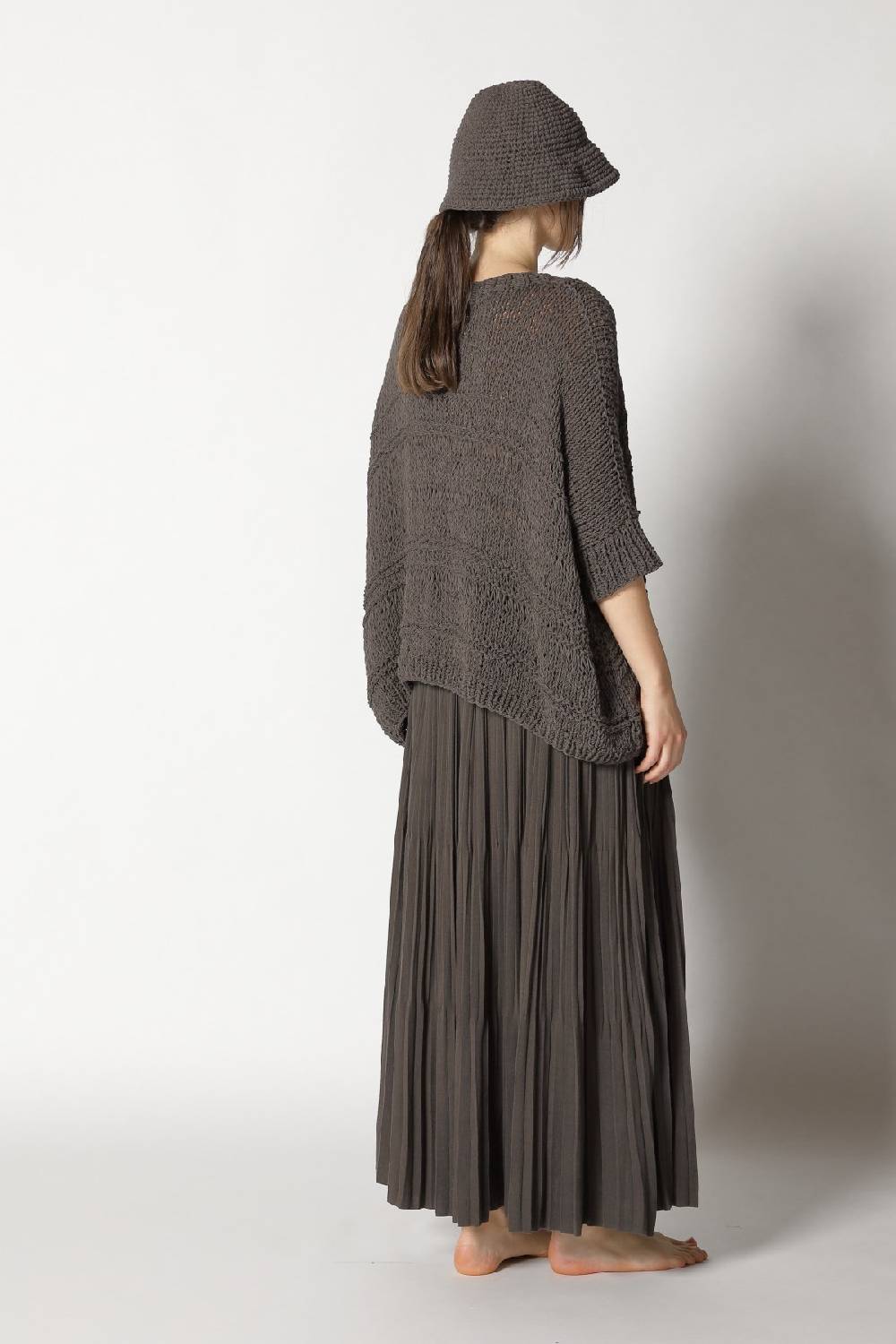 Sminfinity Loose Knit Cape Jumper + Pima Pleat Skirt