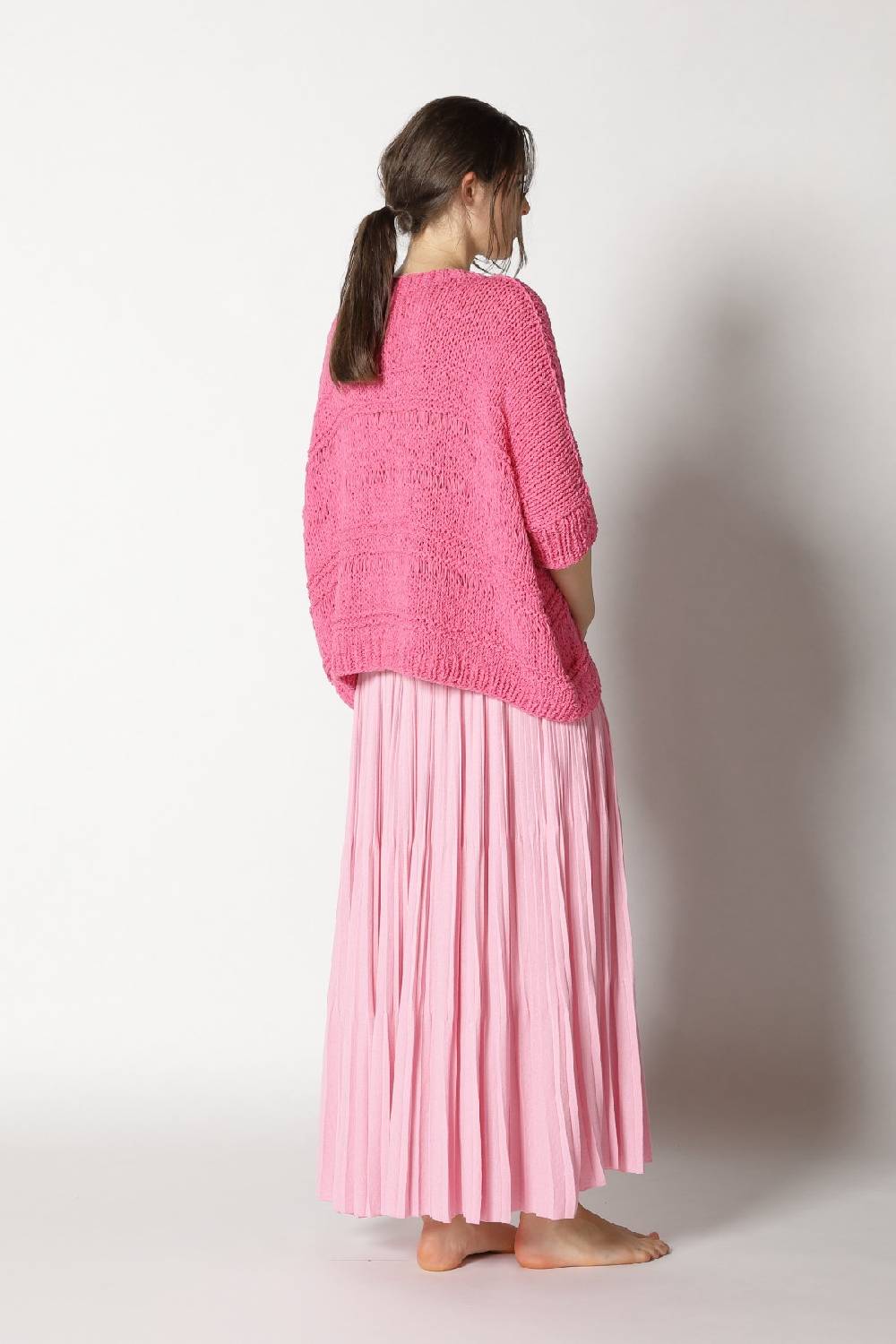 Sminfinity Loose Knit Cape Jumper + Pima Pleat Skirt