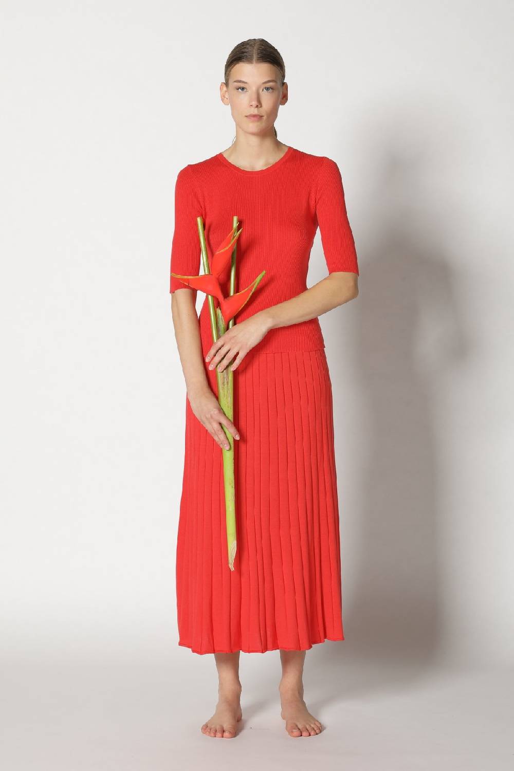 Sminfinity silky rib crew T + silky sun rib skirt